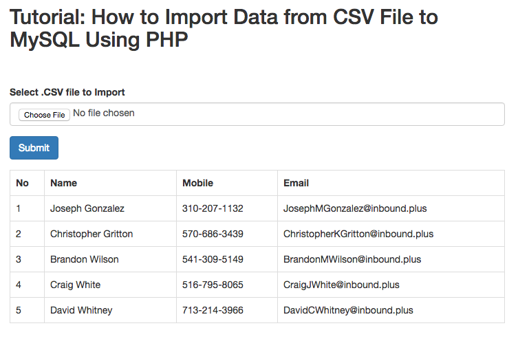 Import csv file data into mysql database using php - codexworld
