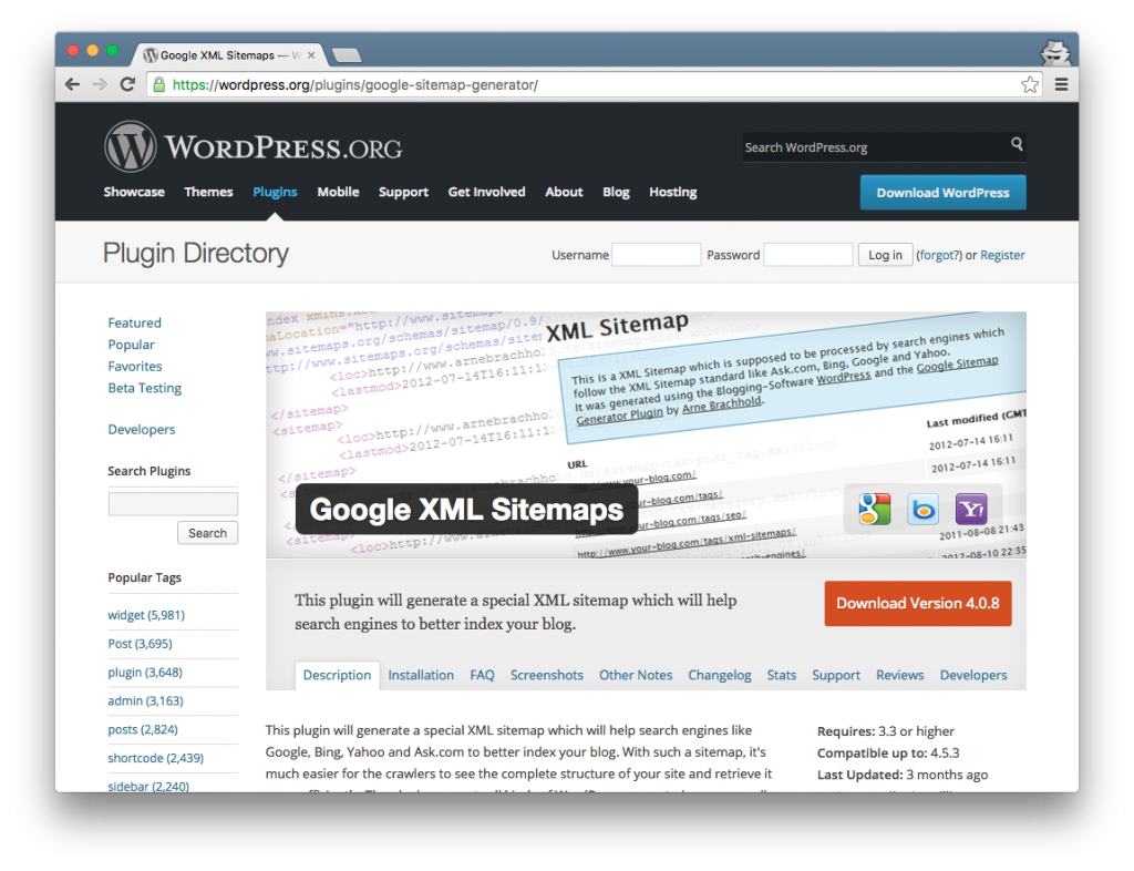 Карта сайта для wordpress с помощью плагина google xml sitemaps