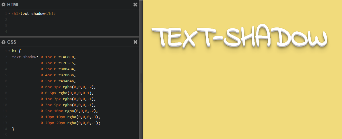 В этой статье мы разберем тень текста CSS и приведем примеры использования CSS свойства text-shadow