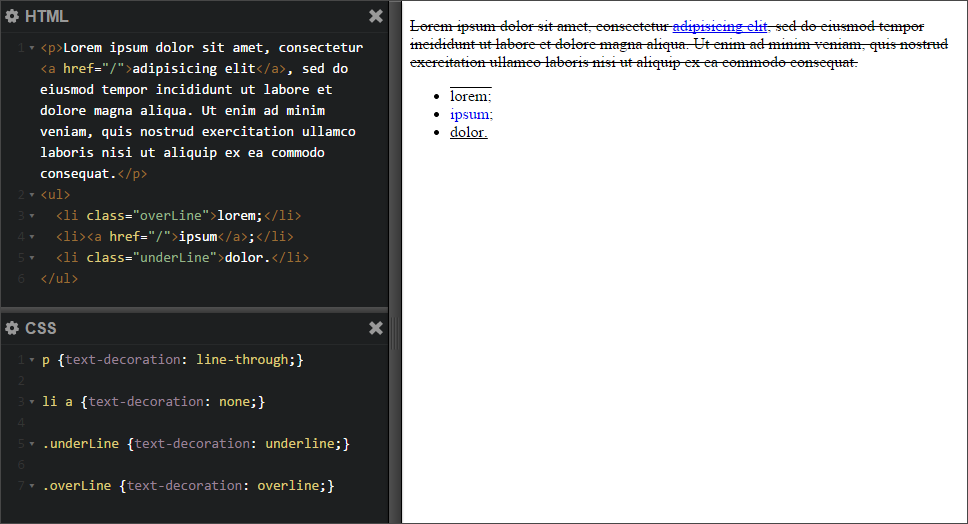 Подчеркнутый текст html (css). теги , . свойство text-decoration: underline. примеры