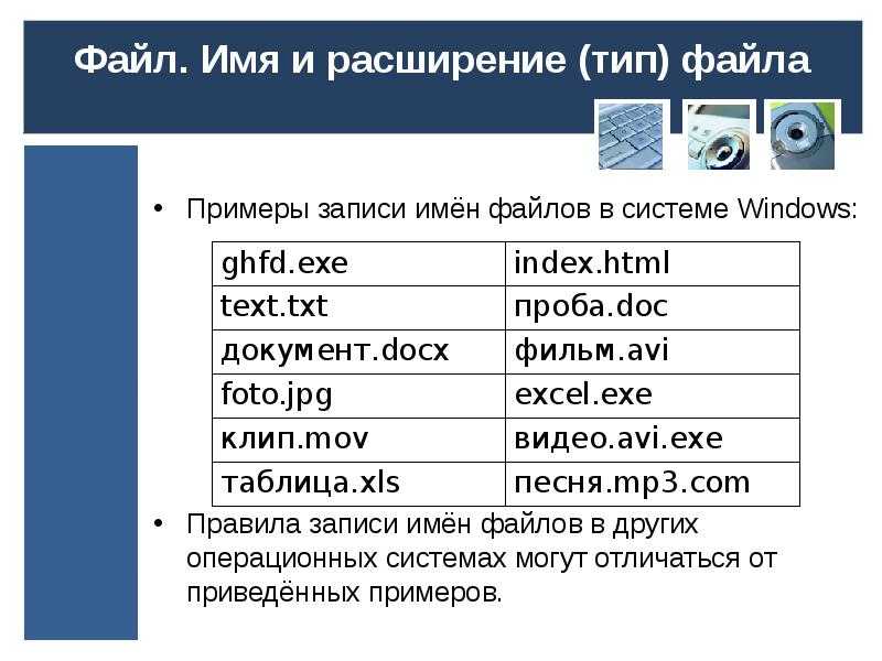 Расширения файлов windows